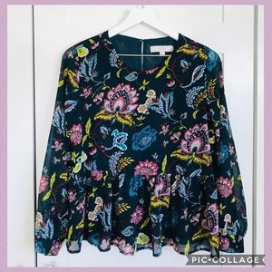 Loft | Floral Peplum Chiffon Blouse